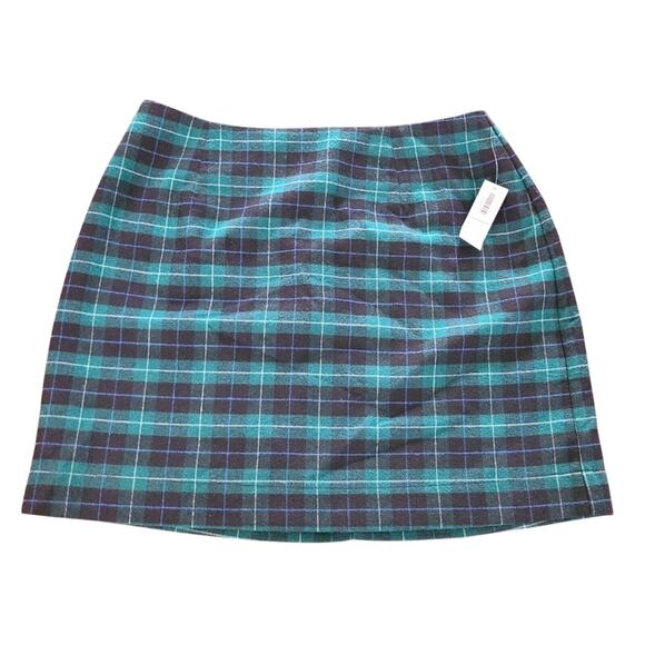 NWT Old Navy Womens Green Tartan Plaid Soft Comfy Size 2 Skirt Academia Holiday - Picture 1 of 8